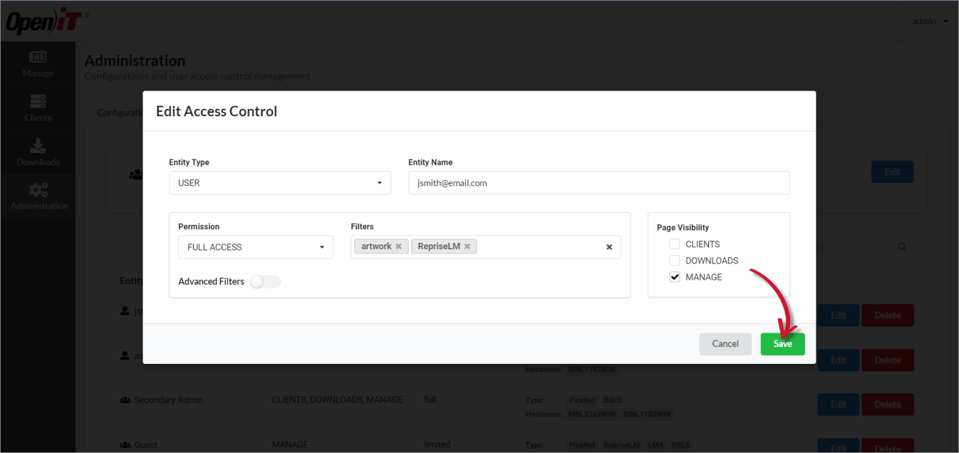 Updating an Access Control