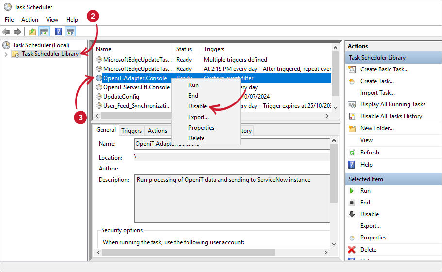 Task Scheduler Job Disable Manually