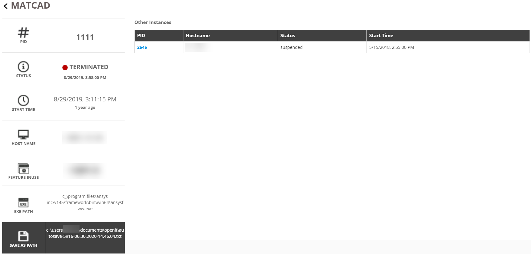 Application Information Dashboard (Terminated)