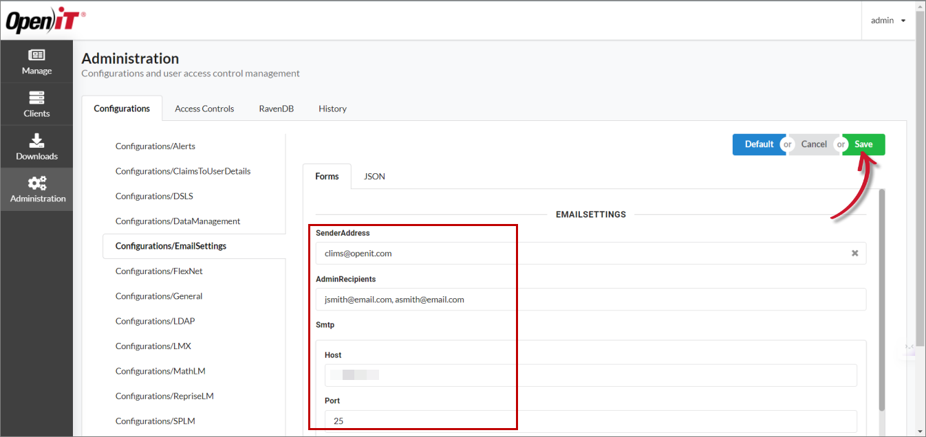 Saving Configurations/EmailSettings