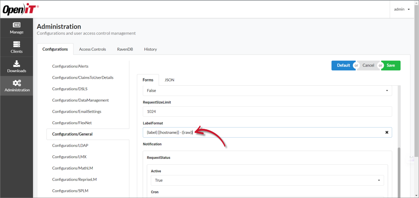 Configuring the Vendor Label Format