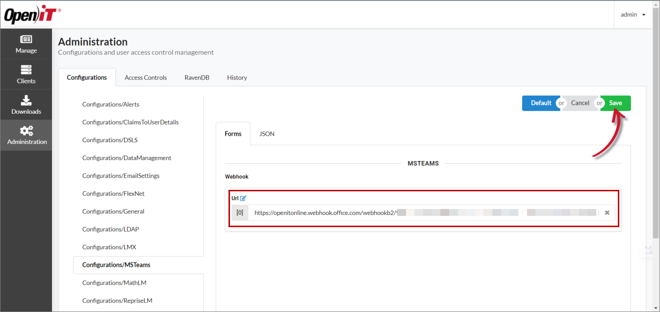 Saving Configurations/MSTeams