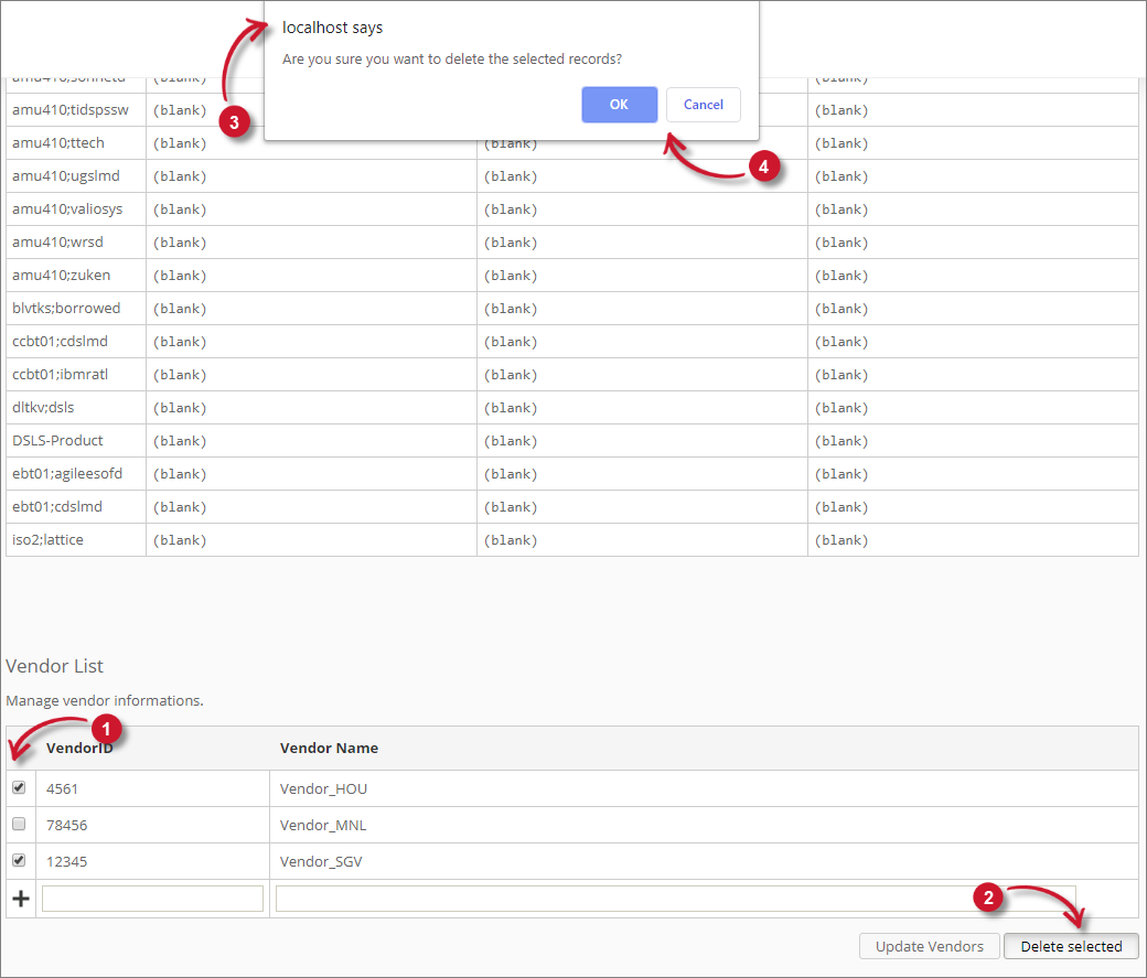 Deleting Vendors