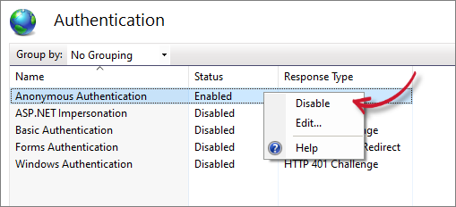 Disable Anonymous Authentication