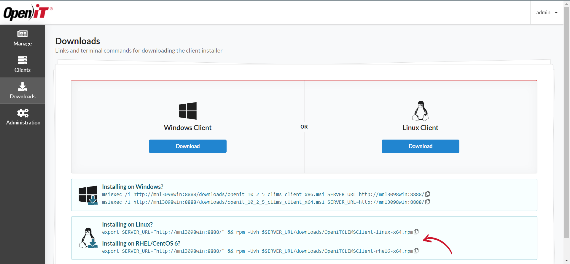 Unix Client Installers via Commands