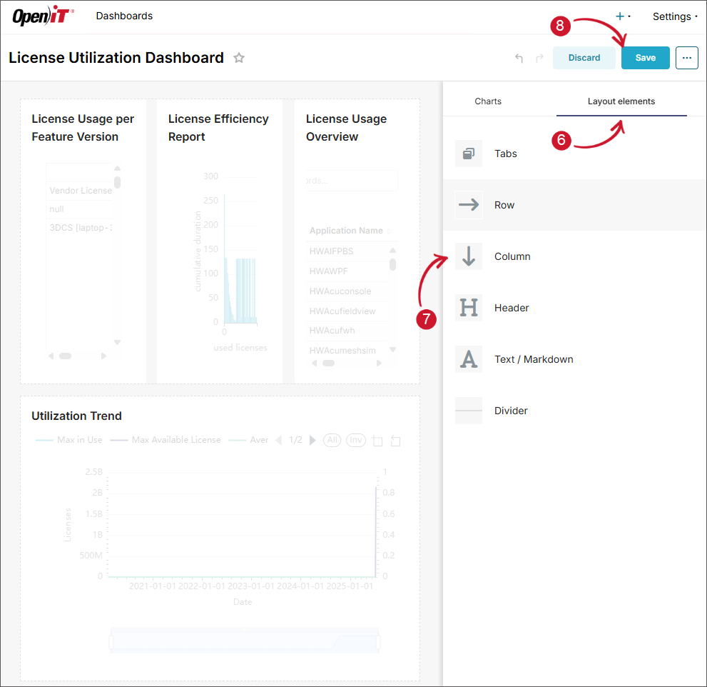Adding Layout Elements to a Dashboard