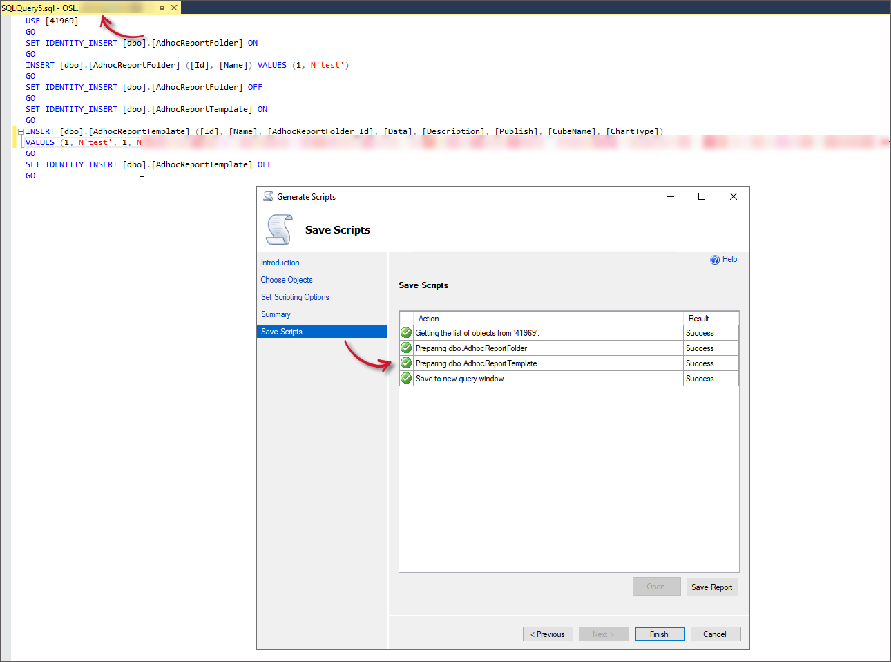 Generate Scripts Completed