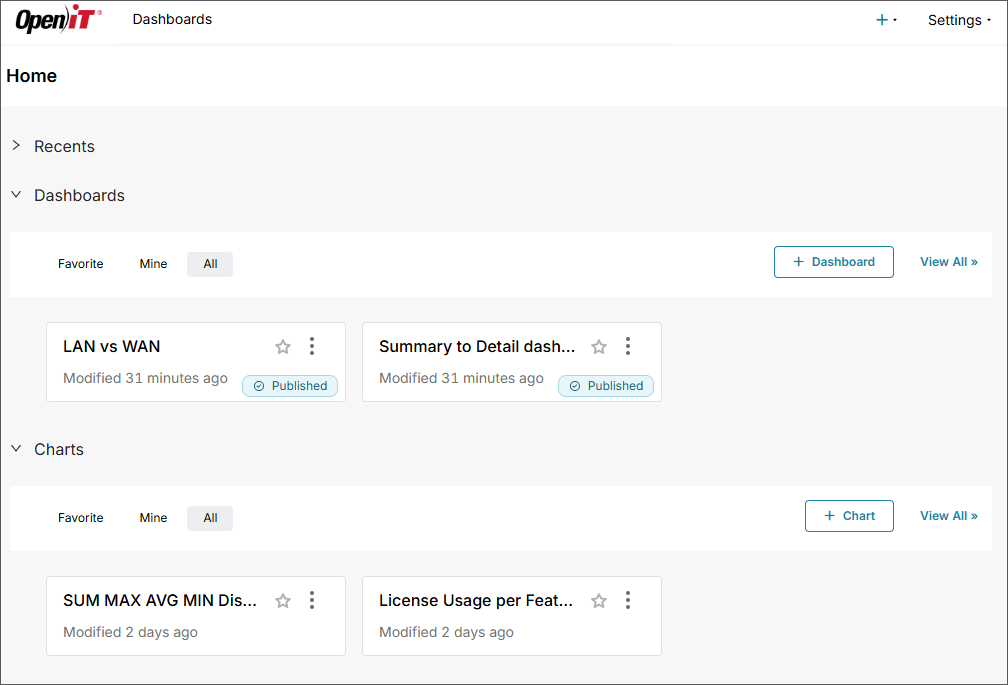 Reporting Home Page