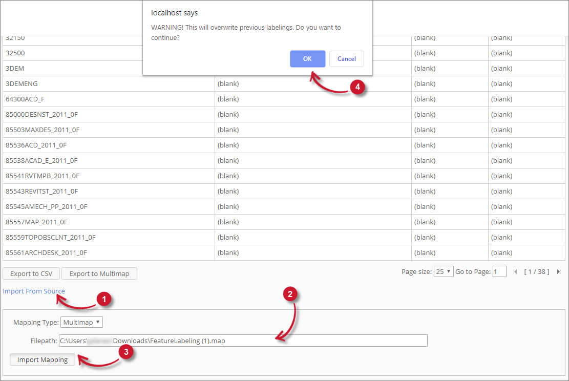 Analysis Server Feature Labeling: Import Source File