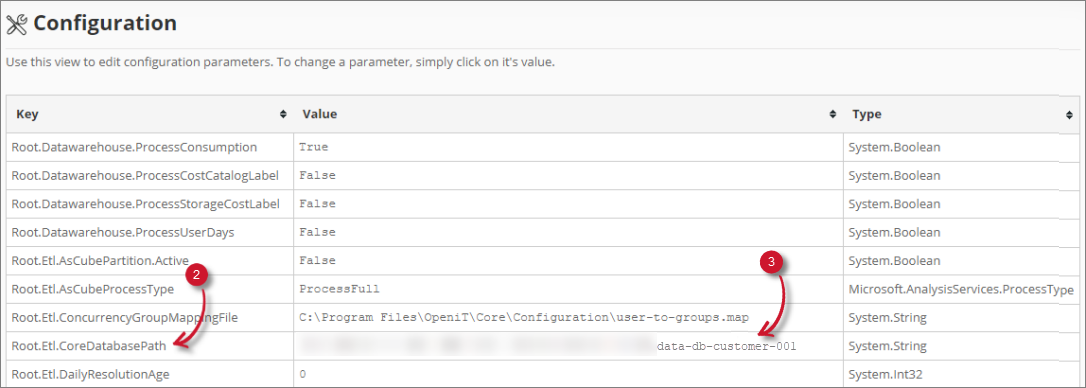 Check Core Server Database Path