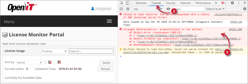 Check Web Browser Console Errors