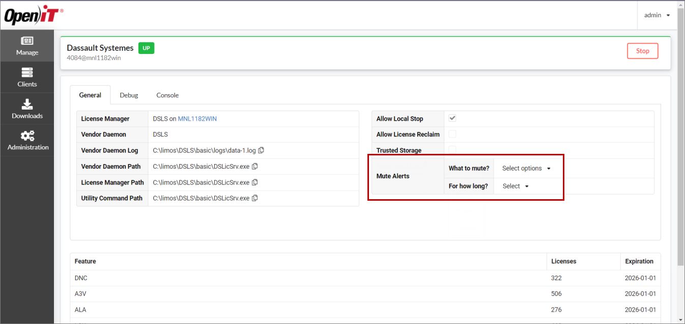 General Tab: Mute Alerts