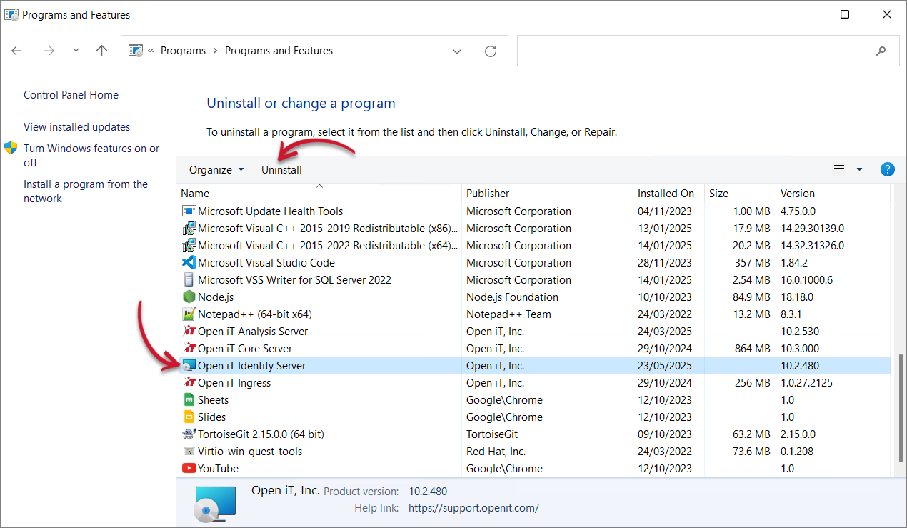 Control Panel  Program List