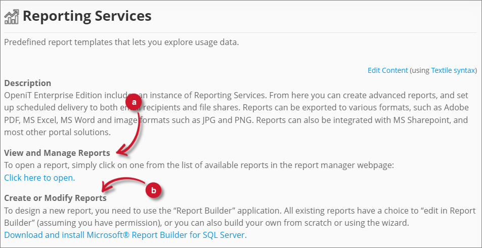 Analysis Server Reporting