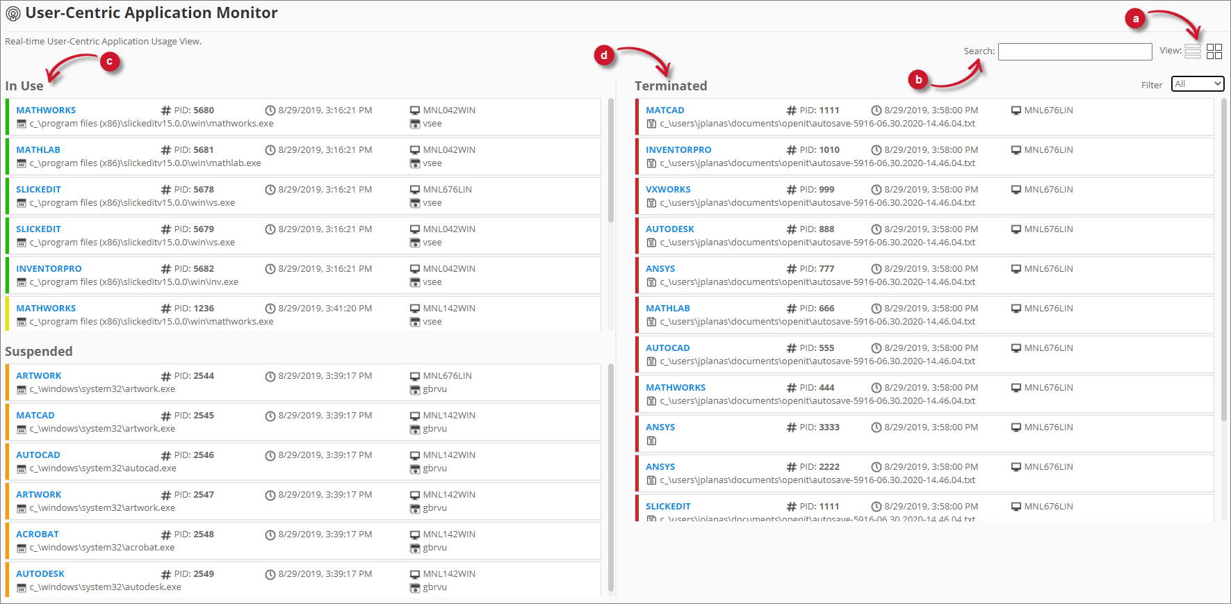 Analysis Server User-Centric Application Monitor