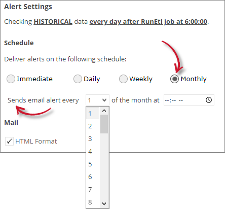 Application Denials Alert Settings Monthly