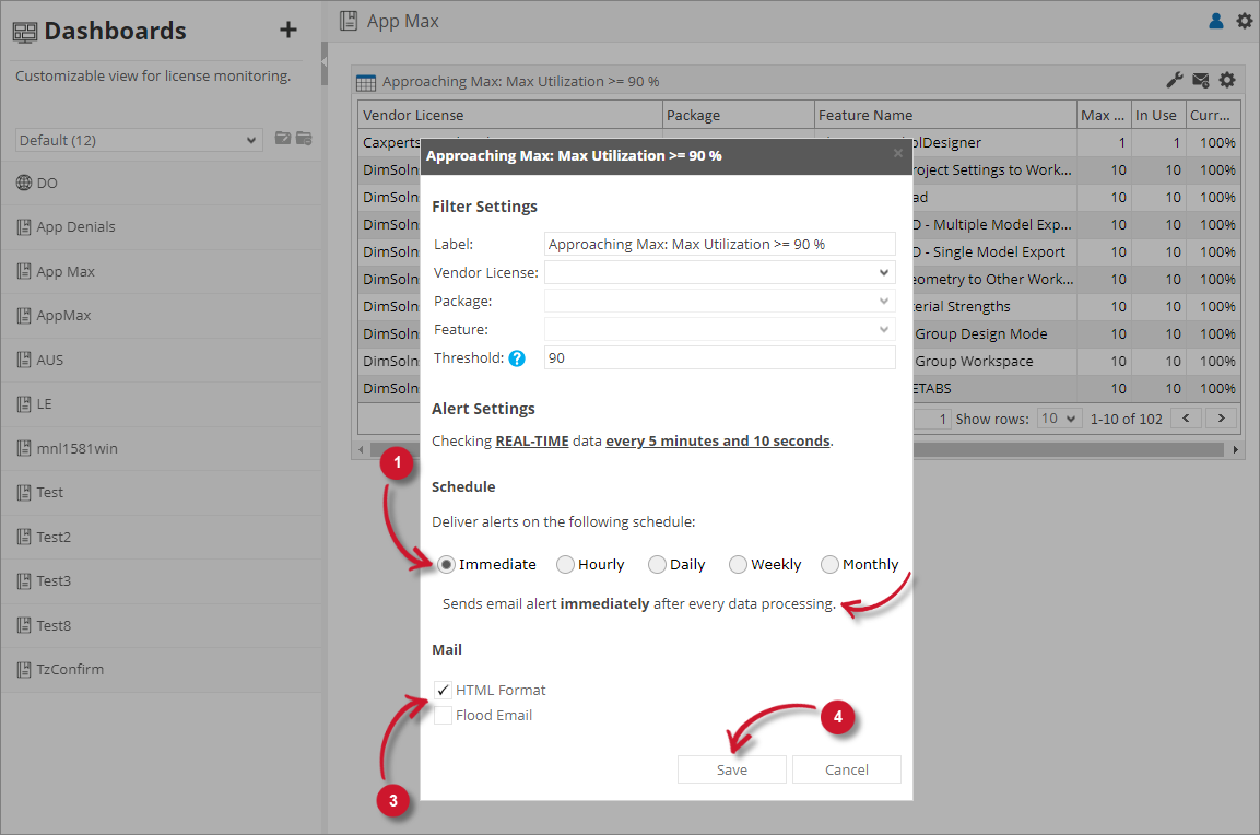 Approaching Max Alert Settings