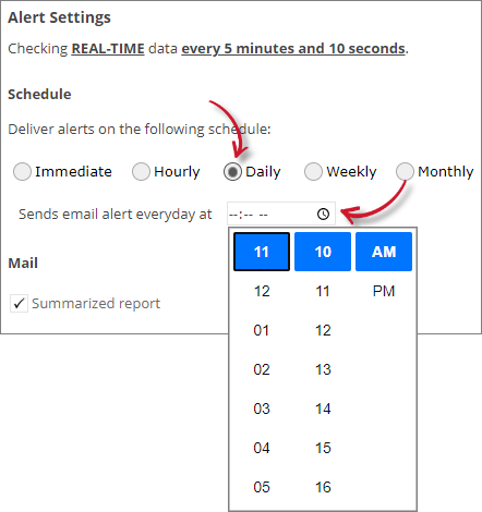 Approaching Max Alert Settings Daily
