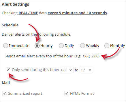 Approaching Max Alert Settings Hourly