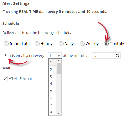 Approaching Max Alert Settings Monthly