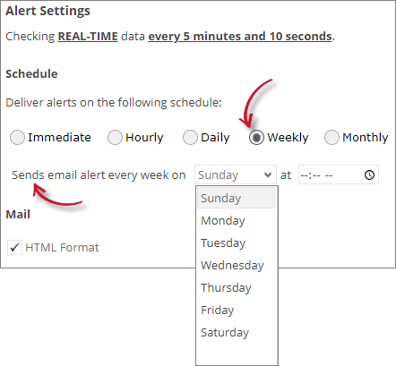 Approaching Max Alert Settings Weekly