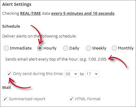 License Daemon Down Alert Settings Hourly