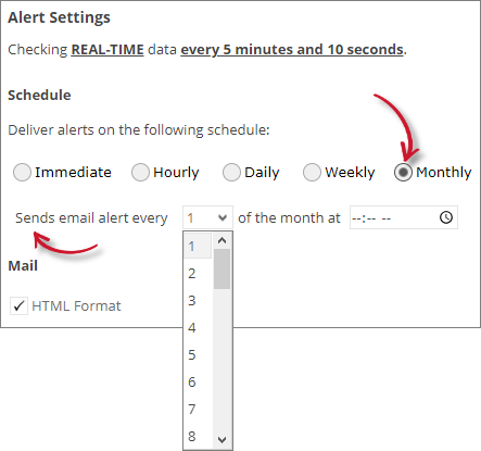 License Daemon Down Alert Settings Monthly