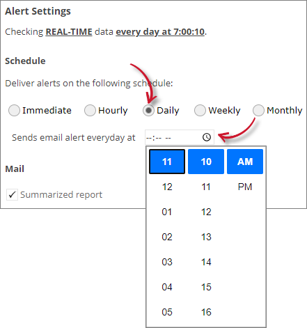 License Expiration Alert Settings Daily