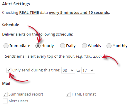 License Hogs Alert Settings Hourly
