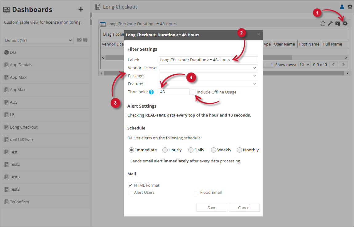 Long Checkout Filter Settings