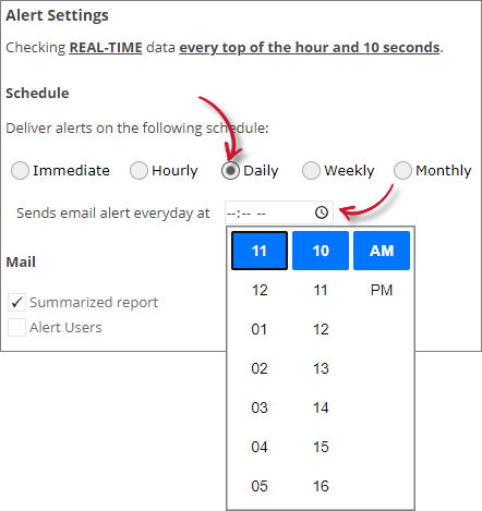 Long Checkout Alert Settings Daily