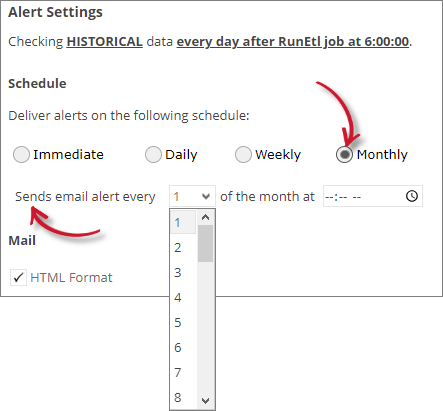 User Denials Alert Settings Monthly