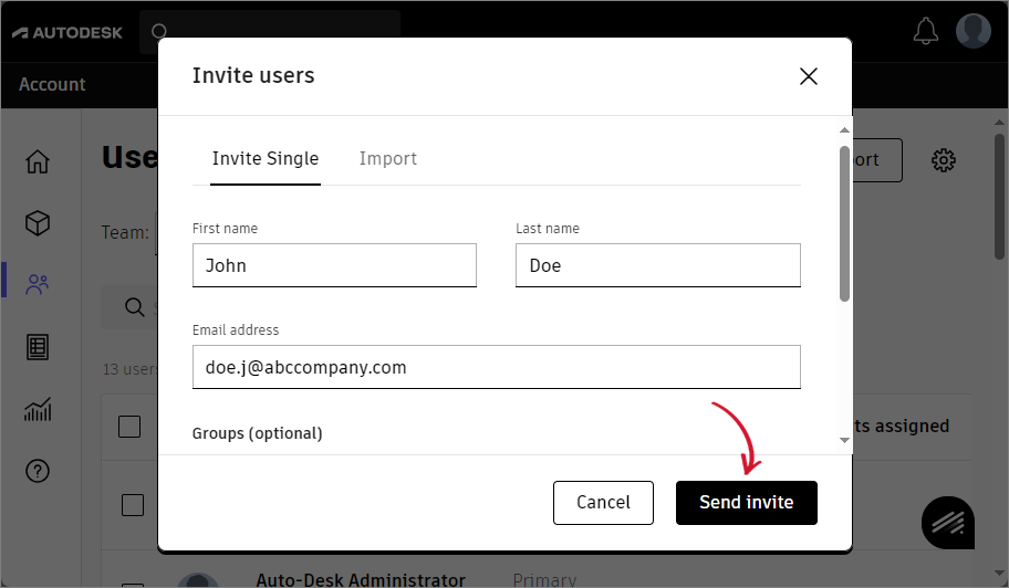 Entering User Information