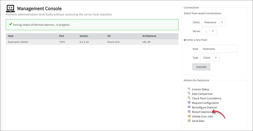 Restarting Daemon of v6 Client
