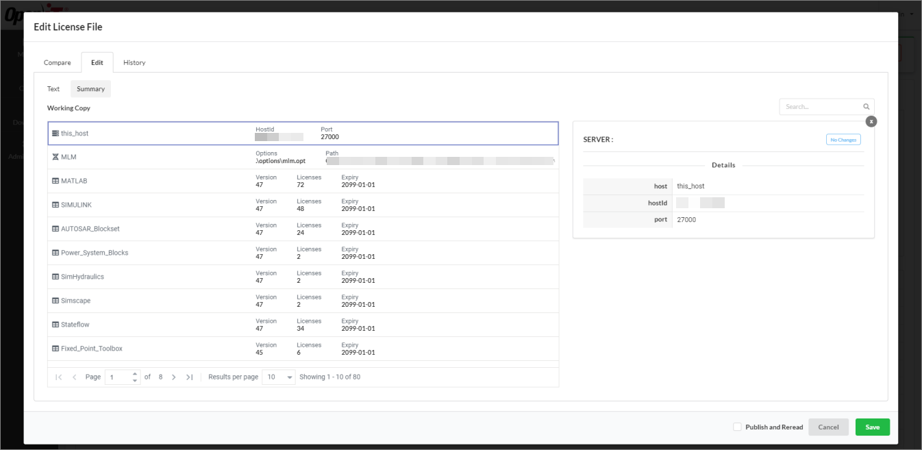 Semantic License Comparison: Summary Sub-tab