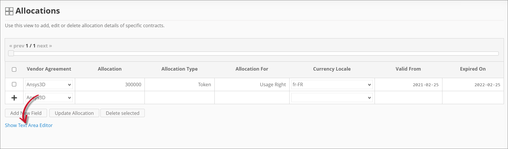 Show Text Area Editor