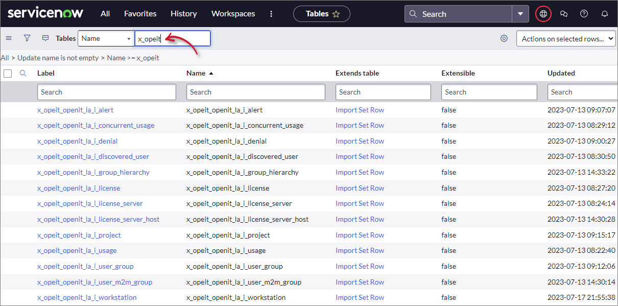 Import Set Tables