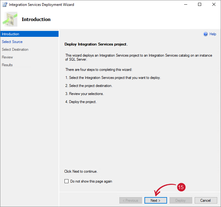 Integration Services Deployment Wizard