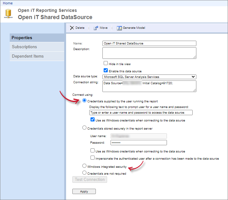 Configuring Role SSRS Credentials