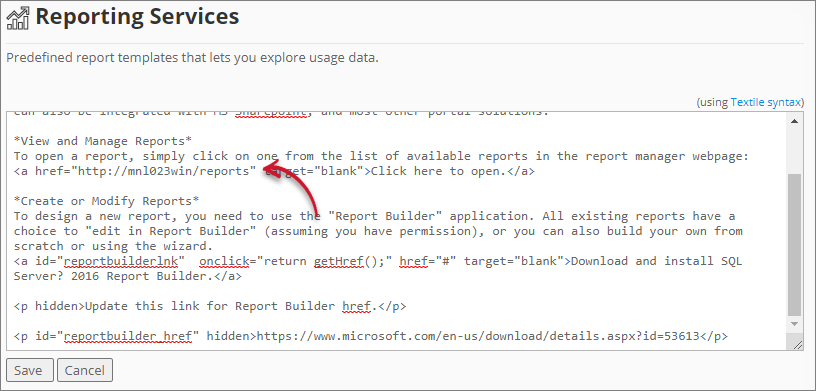 Reporting SSRS URI