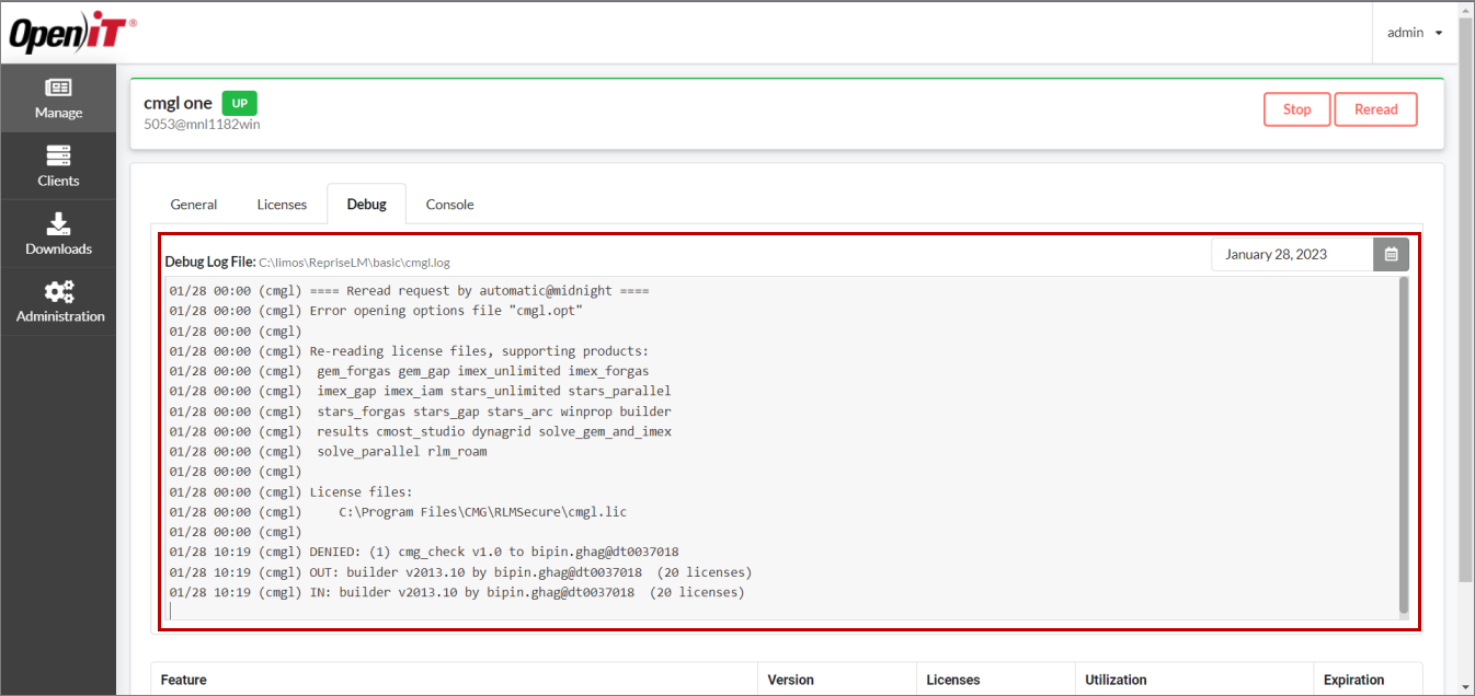 Debug Tab