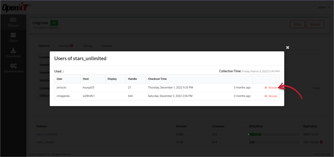 Feature Table: Revoking License