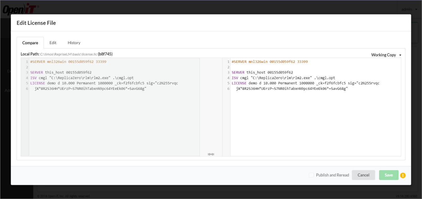 Text Editor: Compare Tab