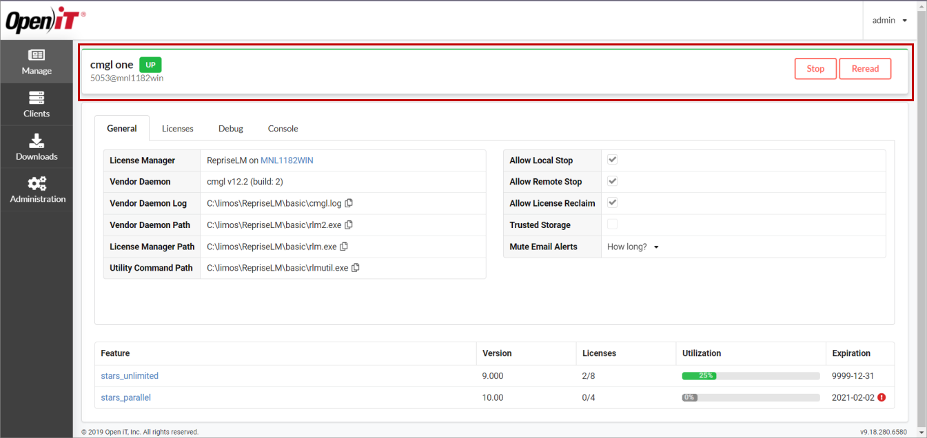 Vendor Daemon Overview Bar