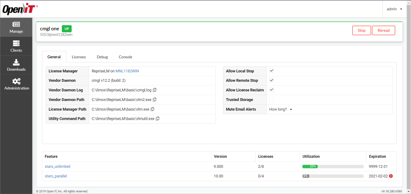 Vendor Daemon Page