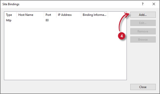 Add Site Bindings