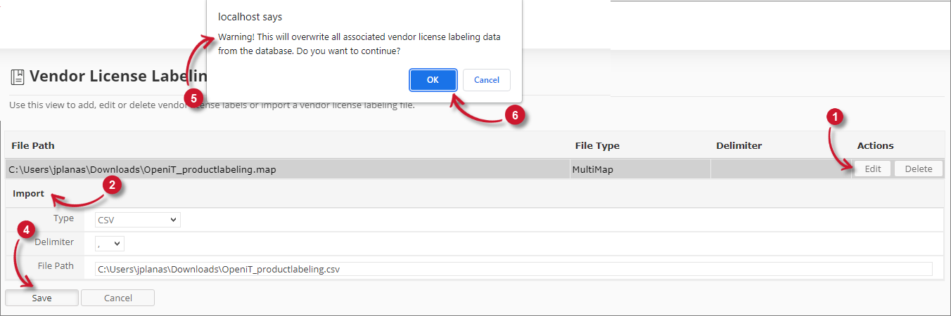  Analysis Server Vendor License Labeling: Editing Imported Source File