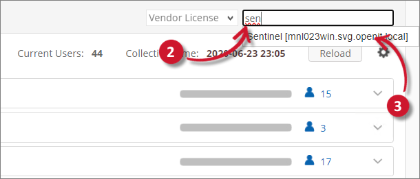 License Monitor Portal Search Autocomplete