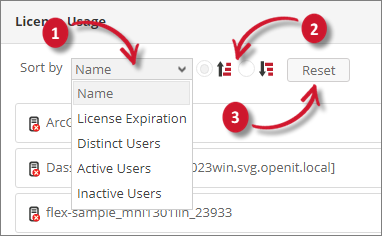 License Monitor Portal Sort and Reset