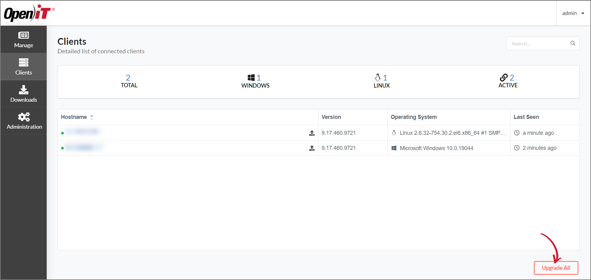 Clients Page: Upgrading All Clients